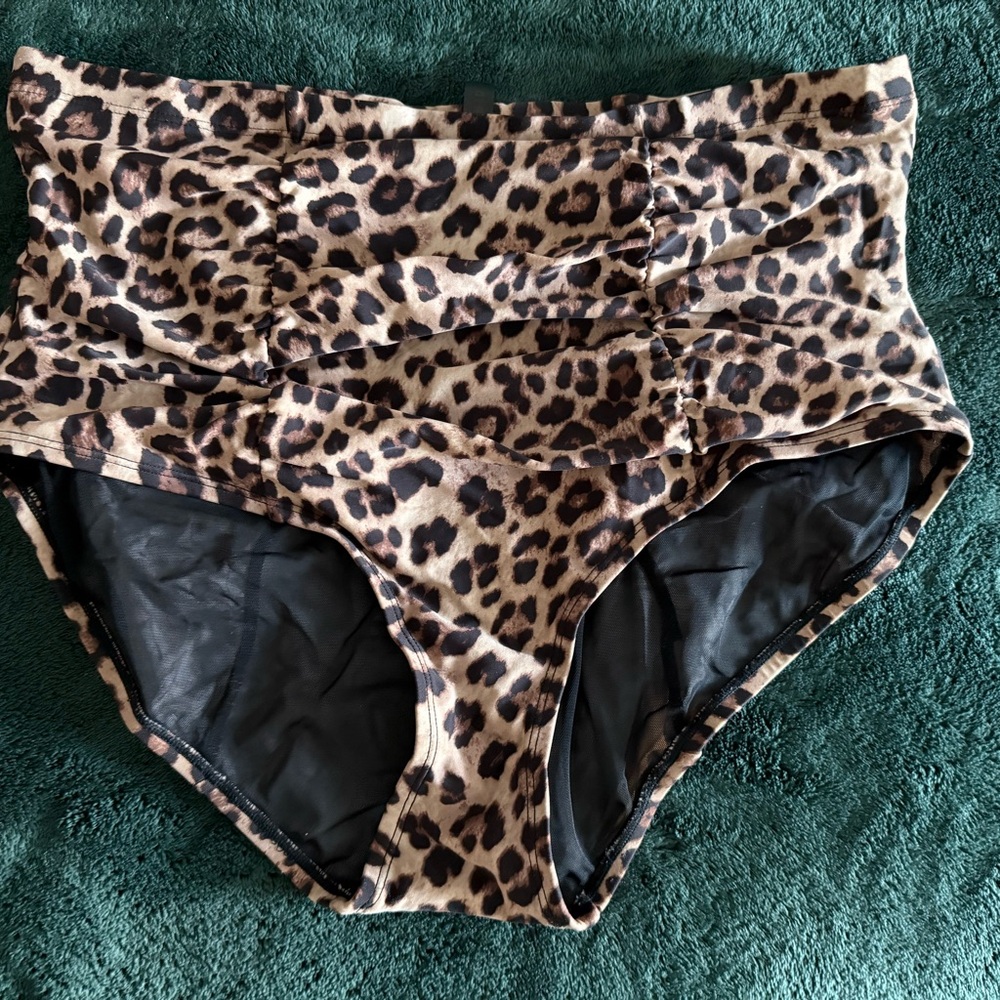 Leopard Print High-Waisted Bikini Bottoms